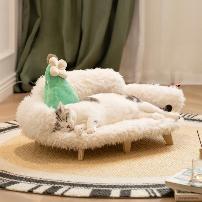 Wooden Pet Bed – Luxury Raised Kennel for Dogs & Cats