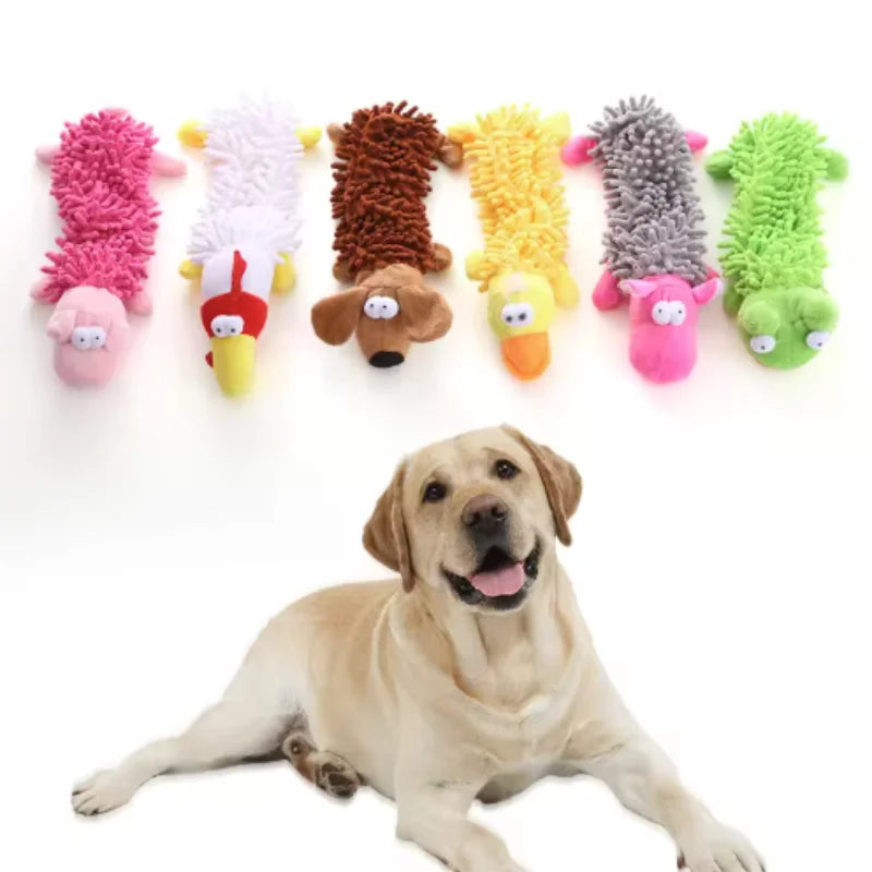 Durable Pet Dog Plush Toy for Small Breeds - Animal Shape Squeaky Chew Cleaning Toy