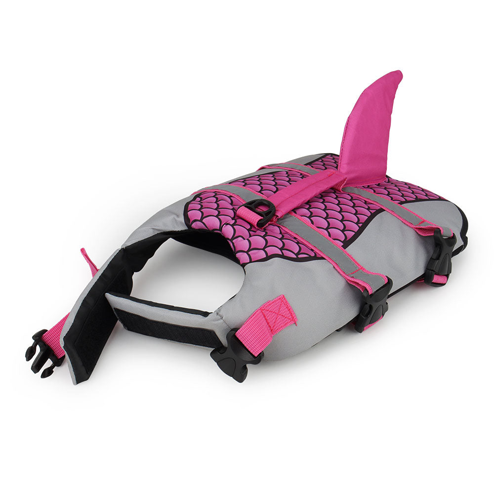 Dog Life Jacket Vest for Swimming - Shark Design Pet Swimwear and Harness for Summer Safety