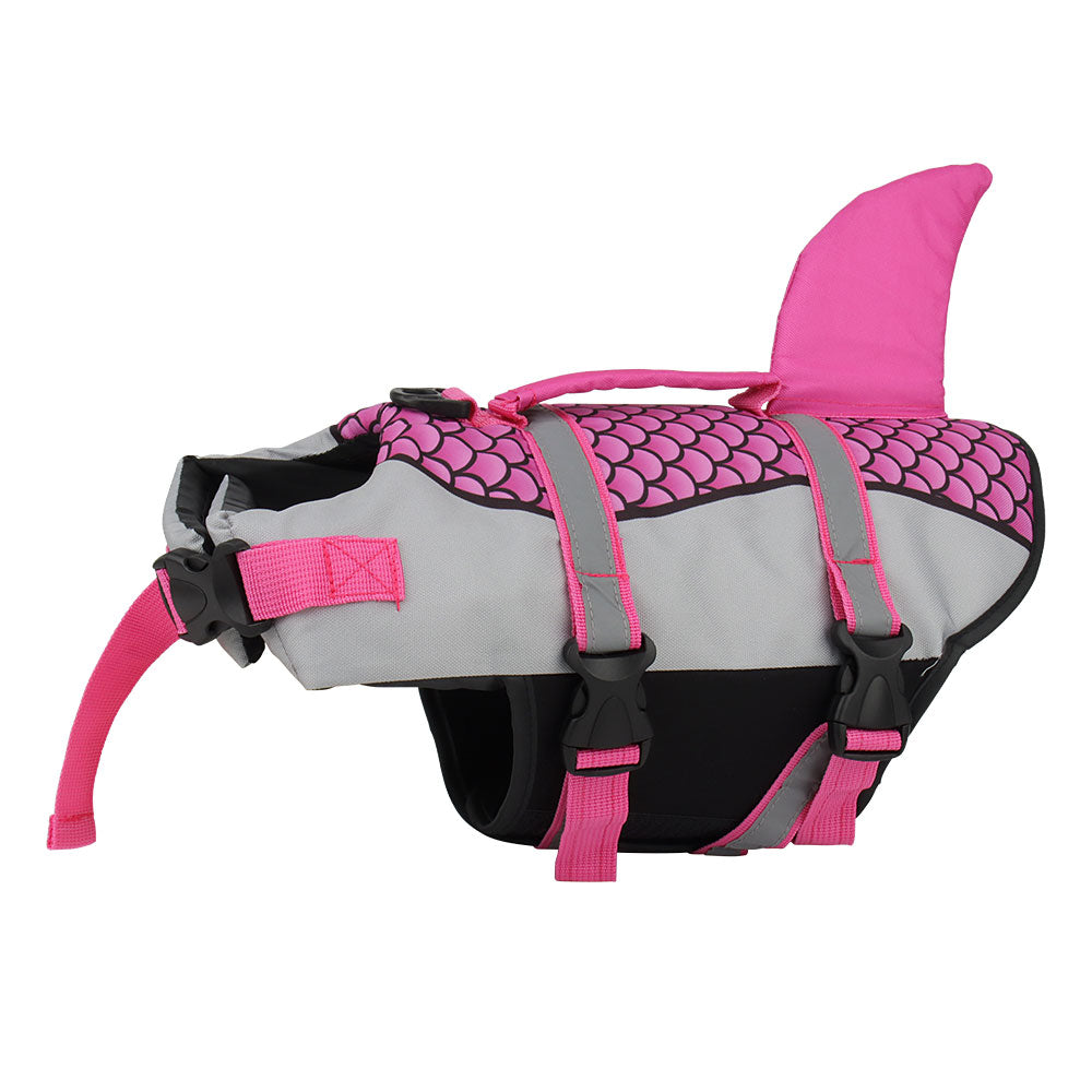 Dog Life Jacket Vest for Swimming - Shark Design Pet Swimwear and Harness for Summer Safety