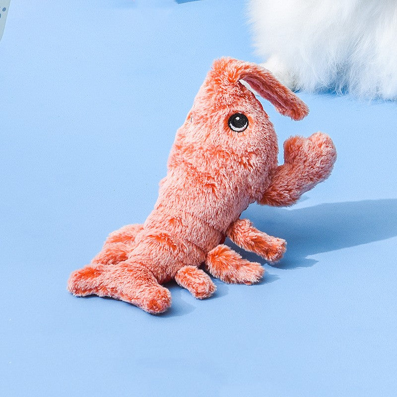 Electric Jumping Shrimp Plush Toy for Cats - USB Rechargeable Simulation Lobster Pet Plaything