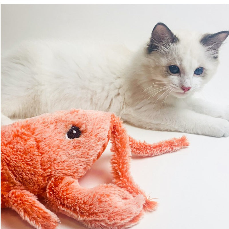 Electric Jumping Shrimp Plush Toy for Cats - USB Rechargeable Simulation Lobster Pet Plaything