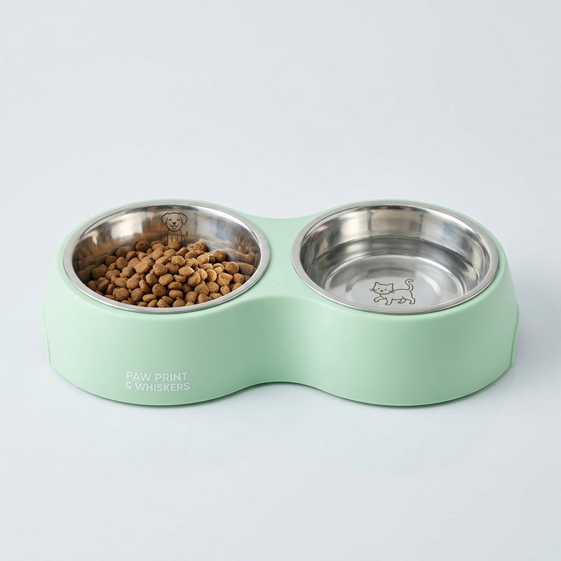 Double Pet Bowls Dog Food Water Feeder Stainless Steel Pet Drinking Dish Feeder Cat Puppy Feeding Supplies Small Dog Accessories