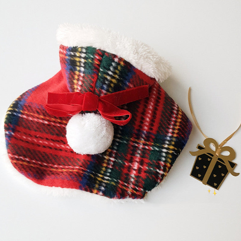 Plaid Santa Cape for Small Dogs & Cats – Hooded Fleece