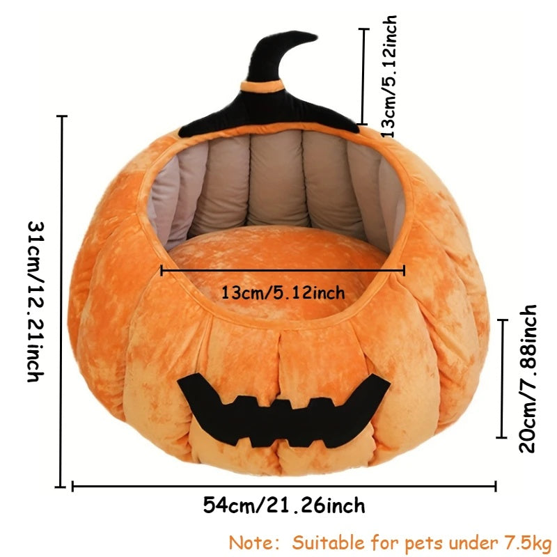 Pumpkin Cat Bed – Cozy Halloween Cave for Cats & Small Dogs