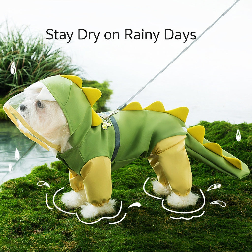 Dino Dog Raincoat – Waterproof 4-Legged Rain Jacket