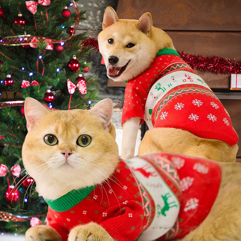 Reindeer Christmas Sweater for Dogs & Cats – Warm Fair Isle Knit