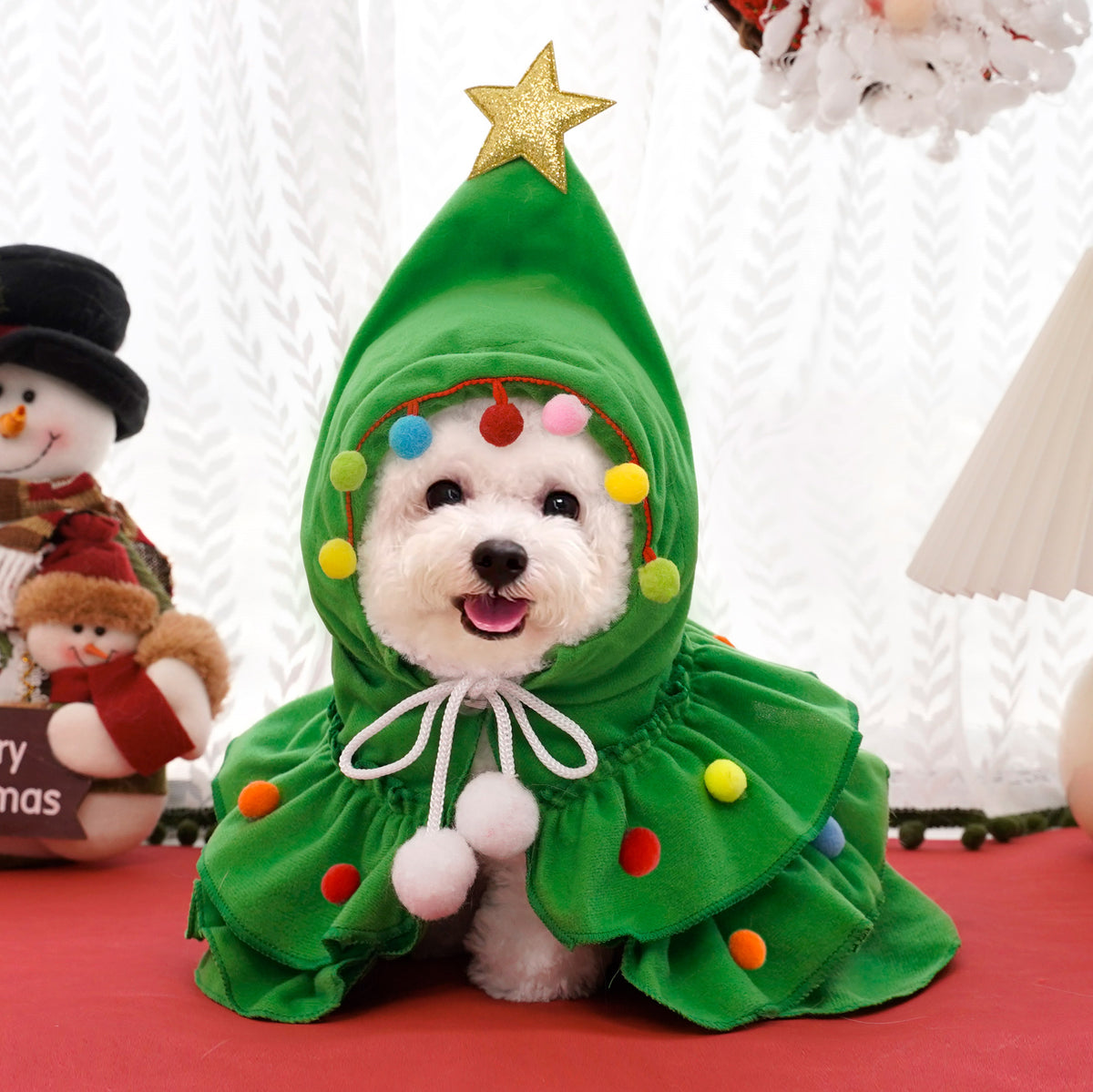 Christmas Tree Costume for Cats & Small Dogs – Pom-Pom Cape