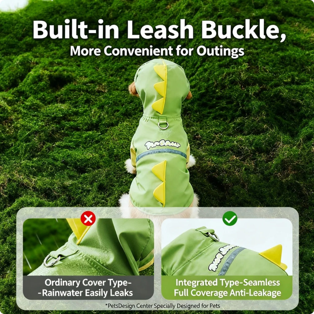 Dino Dog Raincoat – Waterproof 4-Legged Rain Jacket