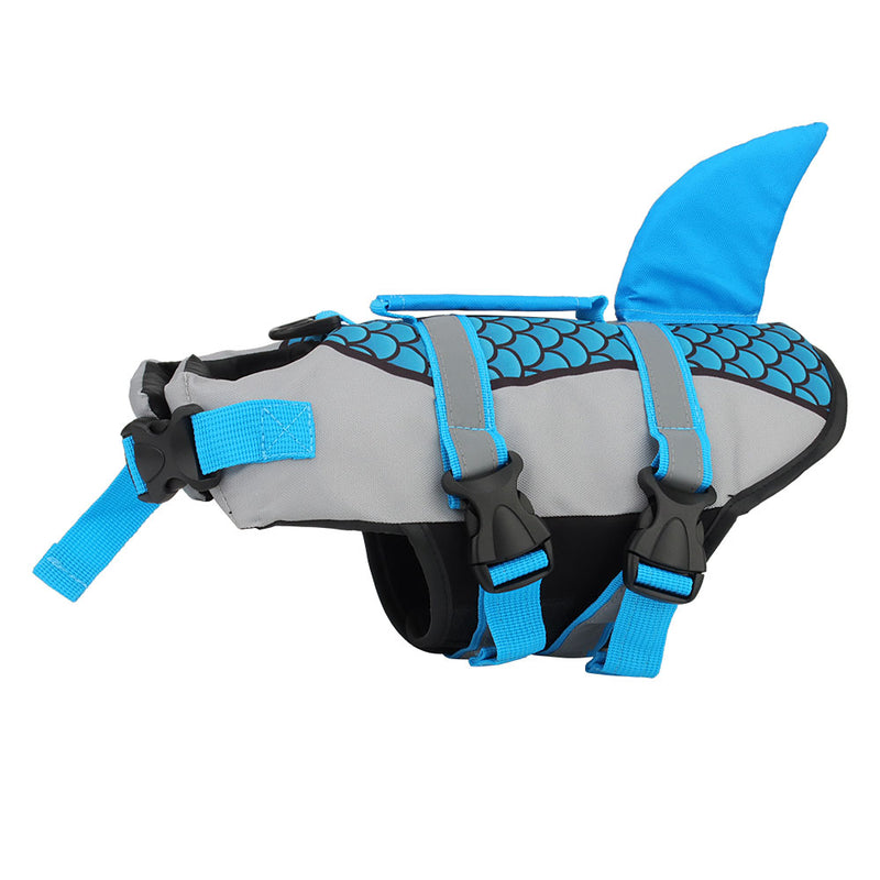 Dog Life Jacket Vest for Swimming - Shark Design Pet Swimwear and Harness for Summer Safety